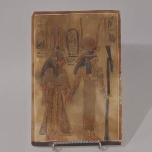 Egyptian Plaque Isis Leading Queen Nefertari Hieroglyphics Tablet 6.5"X 9.5"
